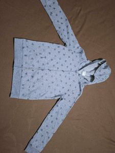 Cute Grey Heart Zip-Up Hoodie