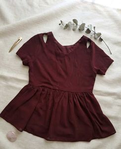 Burgundy Peplum Top❤️