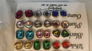 Sparkling Gemstone Stud Earrings Set