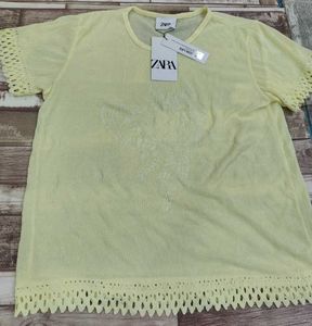 Zara Embroidered Lace Trim Top - XL