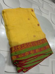 Vibrant Yellow Saree with Ornate Border