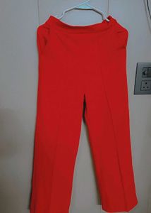 Vibrant Red Wide Leg Trousers