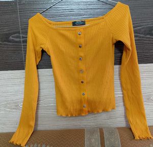 Bershka Ribbed Button-Down Top