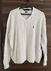 Polo Ralph Lauren Cable Knit Cotton V neck sweater