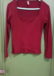 Chic maroon Square Neck Top