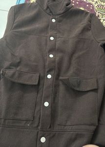 Brown Corduroy Jacket with White Buttons