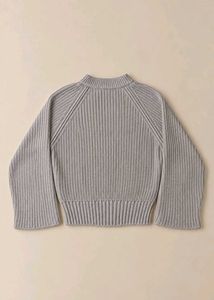 GREY TEXTURED KNIT SWEATER WITH DISTINCTIVE SLEEVE