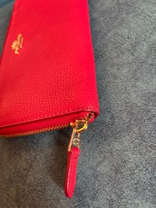 Coach Red Leather Zip Around Wallet