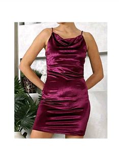 Free delivery 🚚 Burgundy Velvet Mini Dress