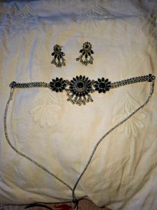 Oxidized Silver Necklace &amp; Earring Set