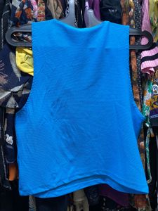 Blue Cut-Out Crop Top
