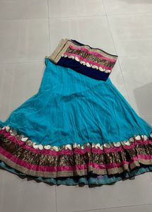 Stunning Teal Lehenga with Embellished Border