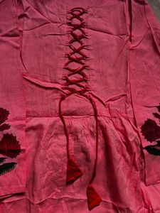 Pink Floral Embroidered kurta