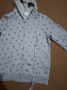 Cute Grey Heart Zip-Up Hoodie