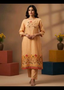 New Peach Floral Kurta Set