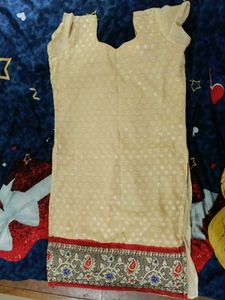 Elegant Cream Kurta with Red Border