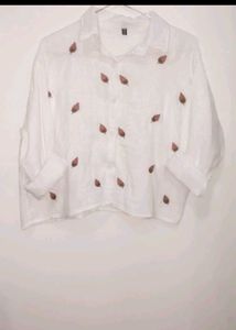 Chic White Embroidered Button-Down Shirt