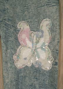 Light Blue Butterfly patch Denim Jeans