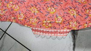 Peach Cotton Kurta Set 3XL