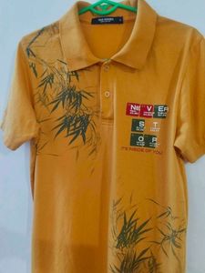 Men's Orange Bamboo Print Polo Shirt