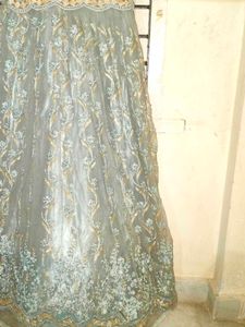 Elegant Grey Embroidered Gown (never used)