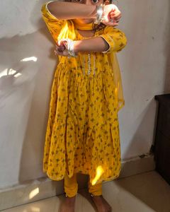 Cute Yellow Girls Kurta Set