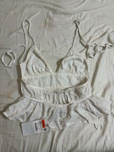 White Flowy Peplum Top
