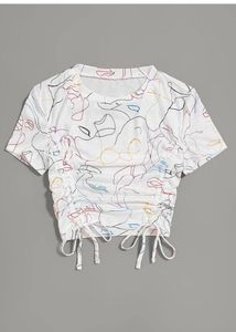 Printed White Crop top