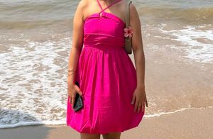 Vibrant Pink Halter Neck Mini Dress