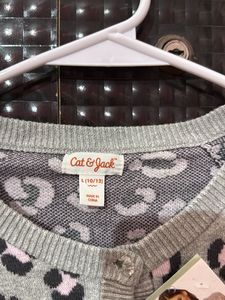 Girls Grey Leopard Print Cardigan
