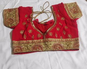 Red Heavy Work Stone Gorgeous Saree