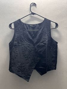 Black Embroidered Sleeveless Vest