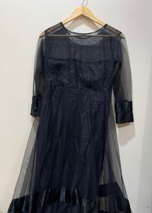 Elegant Black long Sheer Gown
