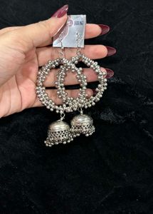 Oxidised Jhumka Hoop Earrings