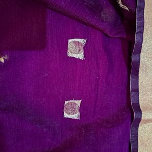 Jamun Colour Cotton Polyester Saree
