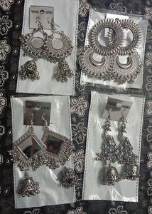Combo of 4- Silver Oxidised Earrings Set