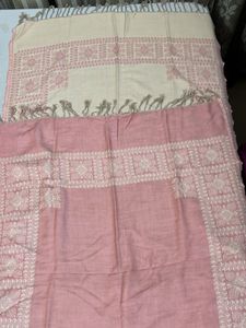 Beautiful Pink knit shawl with Tassels