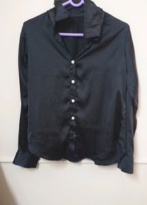 Black Satin Shirt- S-M
