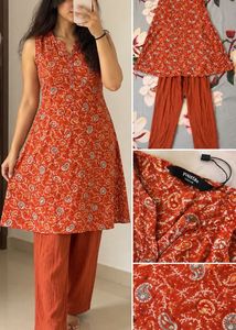 Rust Orange Paisley Printed Kurta Set