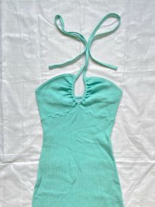 Aqua Halter Neck Mini Dress