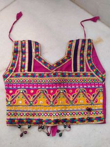 Vibrant Pink Ethnic Blouse with Tassels