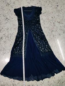 Elegant Navy Blue Sequined Dress