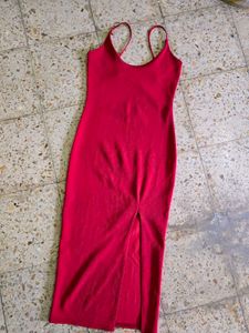 Vibrant Red Bodycon Midi Dress