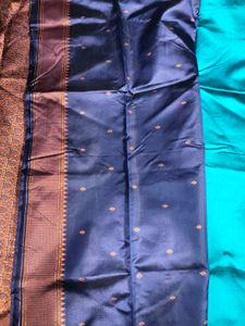 Beautiful Teal &amp; Gold Paisley Saree