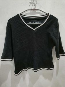 black white line top for women