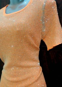 Y2K Sparkling Peach Short Sleeve Top✨🫶🏻
