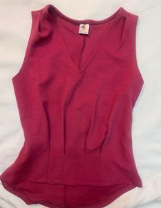 Pink V-Neck Sleeveless Top