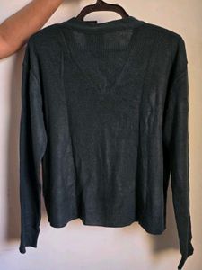 Dark Green V-Neck Button Cardigan