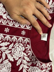 Elegant Red Embroidered Kurta