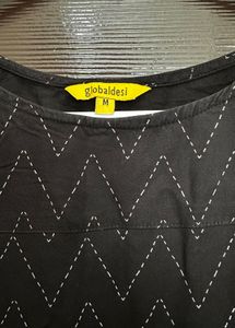Chic Black Kurta with Geometric Print